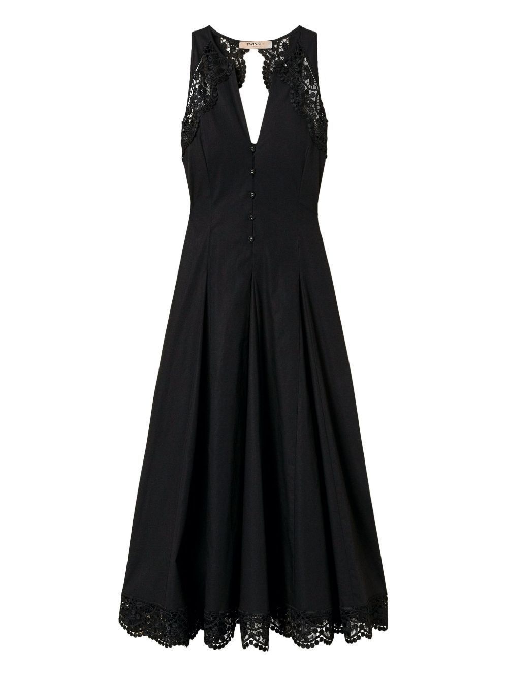 ワンピース TWINSET FW24 ABITO (242TS2200 00006) TwinSet Black Long Sleeveless Dress With V Neck In Viscose